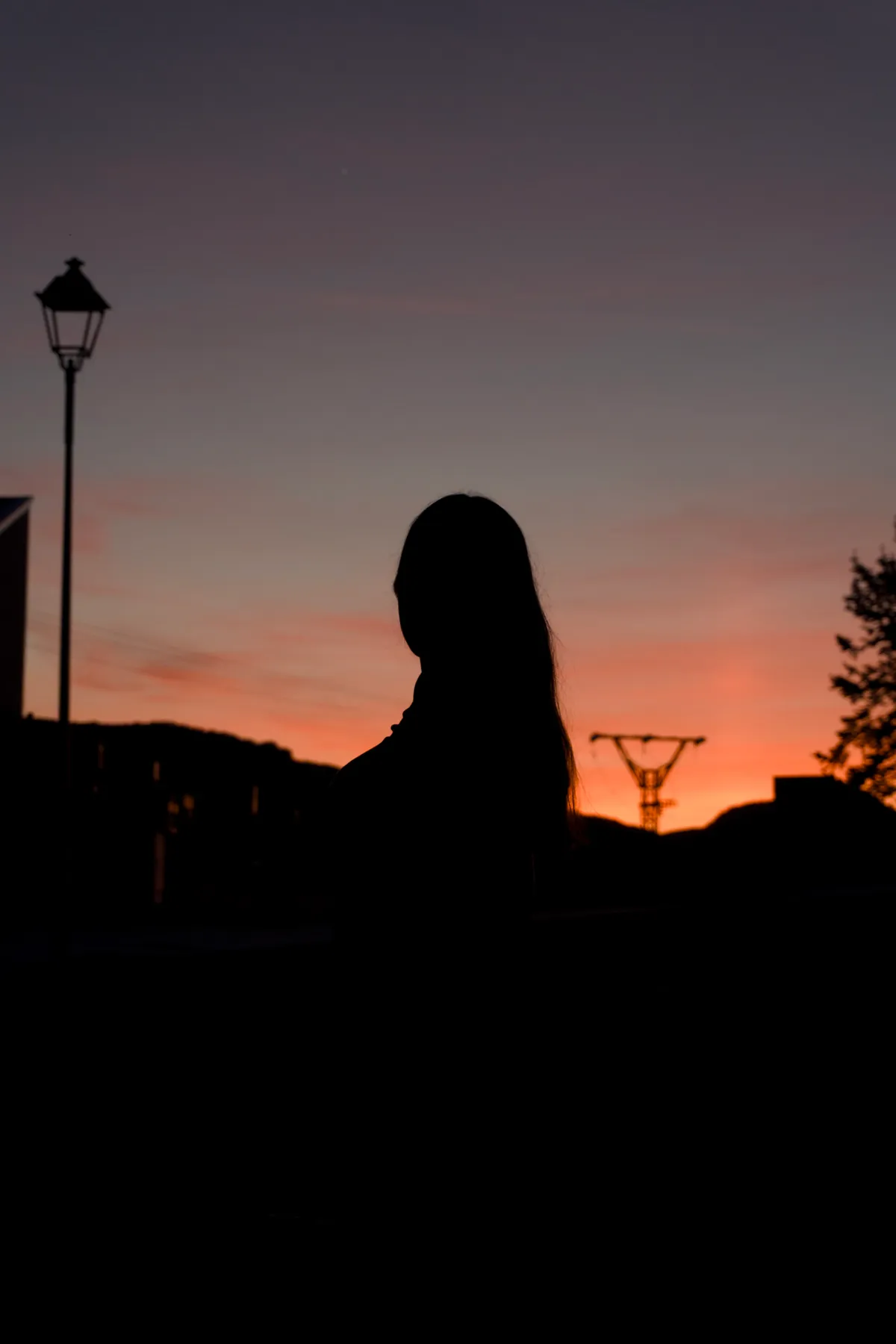 Silueta recortada contra un cielo al atardecer